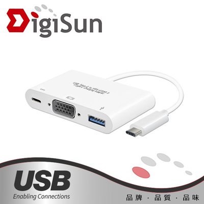 DigiSun UB325 USB Type-C to VGA+USB3.0+Type-C Charging 轉接線