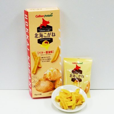 Mei 小舖☼預購商品！日本 CALBEE 北海道限定 新款 鹹甜 奶油醬油 黃金馬鈴薯條 18gx6袋