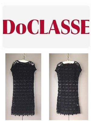 飄舞衣世界《日本品牌 DoCLASSE》漂亮鏤空黑色蕾絲連身裙洋裝／M~L可穿