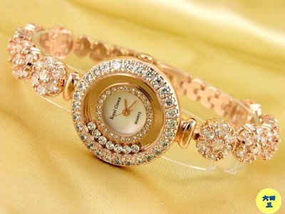 @(六四三精品)@Royal Crown(真品)全爪鑲晶鑽手錶.可滑動水鑽錶殼造型.珍珠貝殼錶面