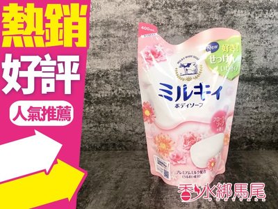 ◐香水綁馬尾◐日本牛乳石鹼 美肌保濕 沐浴乳 補充包 400ML (玫瑰花香)