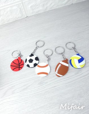 Mifairshop (大)球類造型馬卡龍pvc鑰匙圈＊手工製*錢包置物袋球飾品球獎品＊橄欖球籃球足球棒球吊飾鑰匙圈