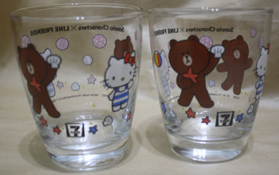 【亞洲航線】泰國7-11購(熊大XHello Kitty)玻璃杯2個