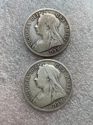 維多利亞 批紗 半克朗 銀幣 1895 1896