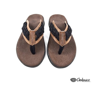 GOODFORIT / 美國Chubasco Black x Tobacco古老皮帶飾紋橡膠手工編織涼拖鞋