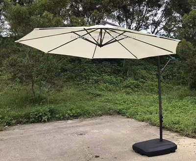 BJJ 10尺 米白色 咖啡廳庭園遮陽傘 花園遮陽傘 帳篷傘 太陽傘 3米 鐵桿傘 側邊傘 大型戶外洋傘 圓形側柱傘