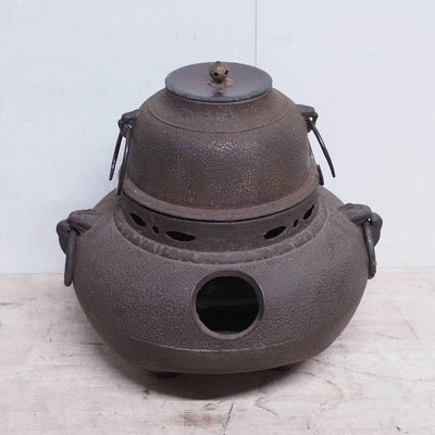 日本鑄鐵風爐釜，茶道用具，燒水壺