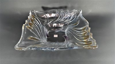 [銀九藝] 早期二手 全新 日本 SOGA 百合花 沙拉盤 水果盤 花器 29公分四方厚重水晶玻璃盤器