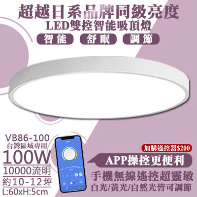 【阿倫燈具】(YVB86-100)LED-100W調光調色智能吸頂燈 典雅白框 壁切四色『可結合手機APP操控』