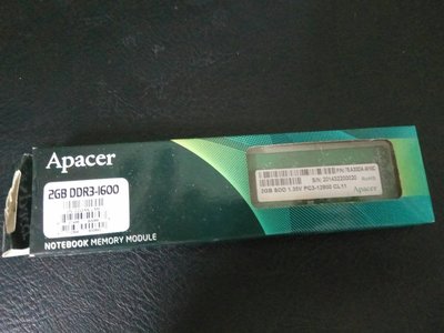 全新）宇瞻apacer ddr3 1600 2G筆電記憶體sod 1.35V pc3-12800