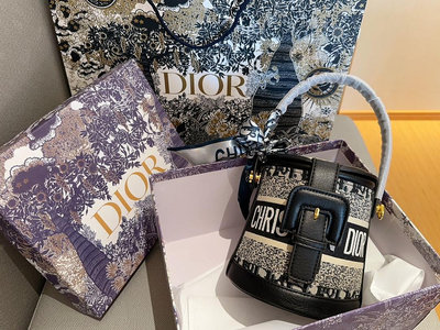【二手】【跑量】迪奧Dior 布料提花水桶包送絲巾 尺寸× 禮盒包