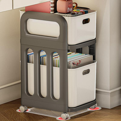書包置物架可移動落地小推車辦公室工位桌下學生書本收納柜多層