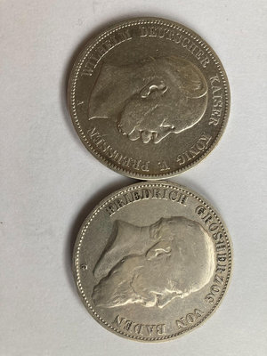 【二手】兩枚德國5馬克老銀幣 外國銀幣 老銀幣 收藏【破銅爛鐵】-2715