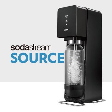 【小饅頭家電】英國 SodaStream SOURCE氣泡水機 -黑色 全新自動扣瓶裝置，三階段氣泡含量指示