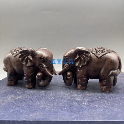 【現貨】越南沉香木雕招財大象擺件一對工藝品喬遷開業禮品辦公室客廳裝飾