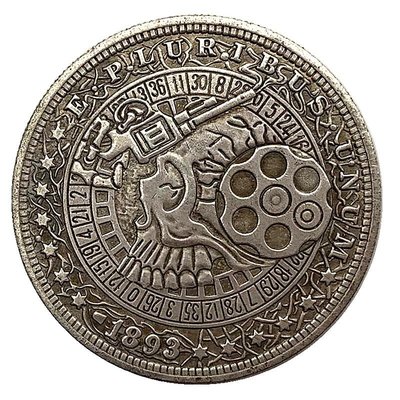特價！1893流浪幣浮雕仿古舊銅銀紀念章 收藏幣38mm工藝銅銀硬幣紀念幣