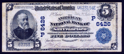 美國 1902年版  國民銀行券 (美洲國民銀行) 7成左右品相！ 紙幣 紀念鈔 紙鈔【悠然居】826
