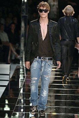Dolce&amp;Gabbana DG D&amp;G 秀上款 藍色刷破 牛仔褲 Size:48 lv balenciaga slp
