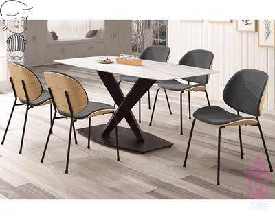 【X+Y】艾克斯居家生活館          現代餐桌椅系列-多倫多 6尺雪山石岩板餐桌.不含餐椅.黑砂鐵桌腳.摩登家具