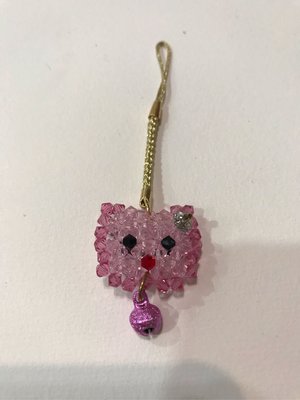 Hello kitty 粉色鑽水晶造型吊飾