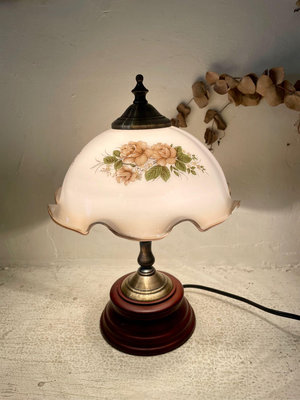 Vintage歐式古典奶油玻璃桌燈 夜燈 玄關燈 電影道具展店佈置