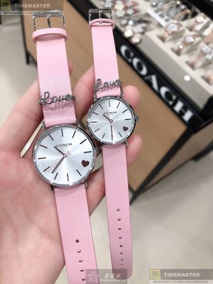 COACH手錶,編號CH00051,36mm銀錶殼,粉紅錶帶款