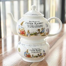 彼得兔（茶壺）出口英國歐式加熱茶壺咖啡壺下午茶具過濾 陶瓷骨瓷茶具套裝