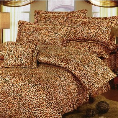 (100%純棉)台灣製造【艾莉絲-貝倫】3.5x6.2呎三件式單人鋪棉兩用被套床包組-T3HT-791-S-野性豹紋