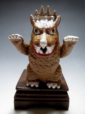 【 金王記拍寶網 】(常5) W5008 早期日本老玩具 東宝 哥吉拉 安基拉斯 噴火花怪獸一隻 罕見稀少