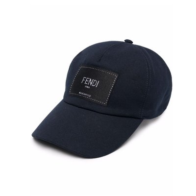 [全新真品代購-S/S22 新品!] FENDI 刺繡LOGO貼布 深藍色 帽子 / 棒球帽