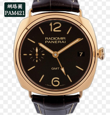 【個人藏錶】 PANERAI 沛納海 PAM421 18K金材質 自製手上鍊機芯 動力顯示至於錶背 GMT雙時區 47mm 台南二手錶