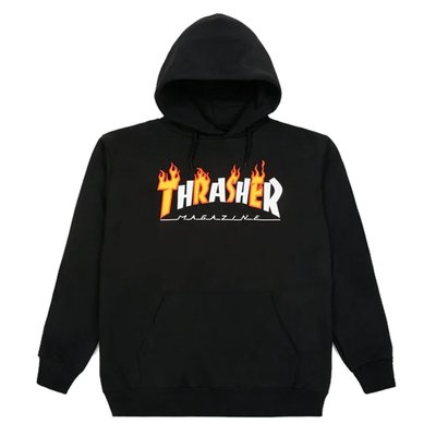 【A-KAY0】THRASHER FLAME HOOD BLACK 火焰 帽T 黑 【144569BLAC】