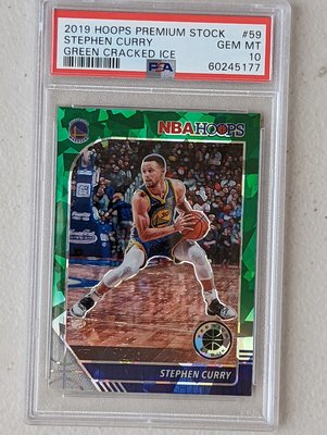 2019 Hoops Premium Stock Green Cracked Ice #59 Stephen Curry
