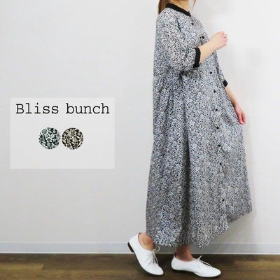 預購 日本🇯🇵 Bliss bunch 純棉花朵印花側邊縮褶連身裙