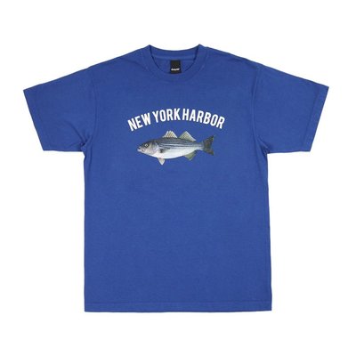 { POISON } ONLY NY NEW YORK HARBOR T-SHIRT 銀花鱸魚圖像短TEE 港口藍