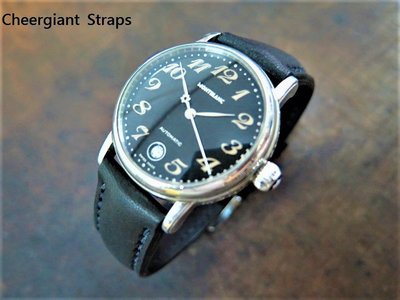 萬寶龍牛皮錶帶訂製手工錶帶Montblanc leather strap watch band Cheergiant