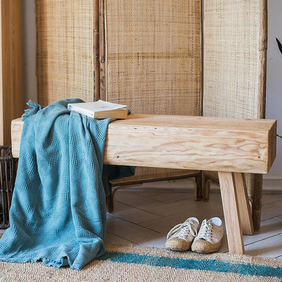 實木原木長凳板凳餐椅松木烏金木設計師家具原色北歐藝術