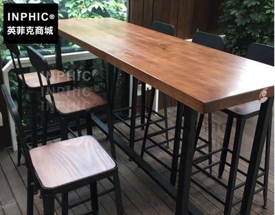 INPHIC-美式鐵藝復古咖啡廳桌椅實木吧台桌酒吧桌長桌餐桌高腳桌椅-吧台桌120_S1877C