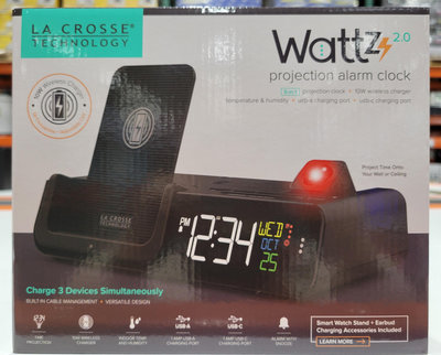 【小如的店】COSTCO好市多代購~La Crosse Wattz 2.0多功能無線充電投影鬧鐘(1入) 1639290