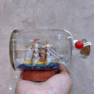 船擺件瓶中船漂流瓶海盜船客廳桌面裝飾許愿瓶家居兒童生日禮物Logo刻字