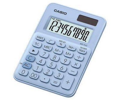 【威哥本舖】Casio台灣原廠公司貨 MS-7UC-LB 迷你桌上型10位元計算機 商用計算機 稅金計算 時間計算