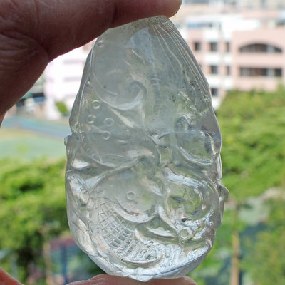 綠幽靈水晶雕刻01 – 如意金魚。金玉滿堂。珍藏水晶