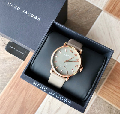 MARC BY MARC JACOBS Baker 灰色配玫瑰金色錶盤 灰色皮革錶帶 石英 女士手錶 MBM1266
