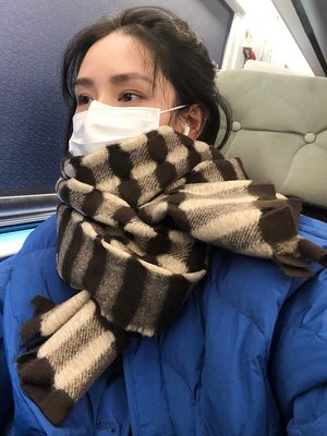 韓版小眾保暖格子圍巾女秋冬季2022新款披肩百搭學生高級感圍脖男~特價