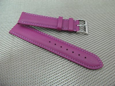 GISELLE專為 休閒鮮紫色素面車雙線縮腰的專業牛皮替用錶帶 休閒男女設計風 20/18mm 專用皮腕帶【神梭鐘錶】