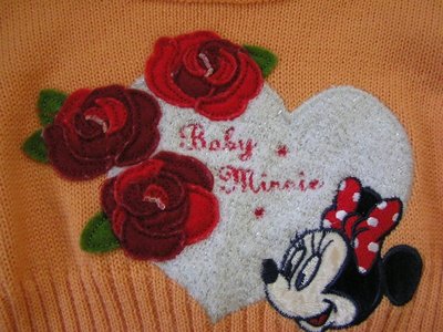 麗嬰房Disney baby橘色玫瑰米妮保暖高領毛衣-一元起標