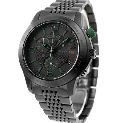 GUCCI YA126225A 古馳 手錶 44mm 黑色面盤 黑色不鏽鋼錶帶 男錶