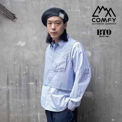 [BTO]日本【Comfy outdoor garment】假兩件背心襯衫式布扣薄外套