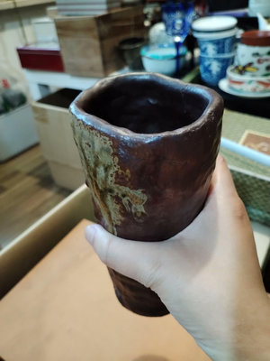 日本柴燒粗陶手捏信樂花瓶筆筒大杯侘寂風