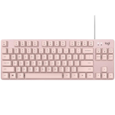 羅技K835有線機械鍵盤電競辦公筆記本粉色紅軸女生打字筆記本電腦-玖貳柒柒